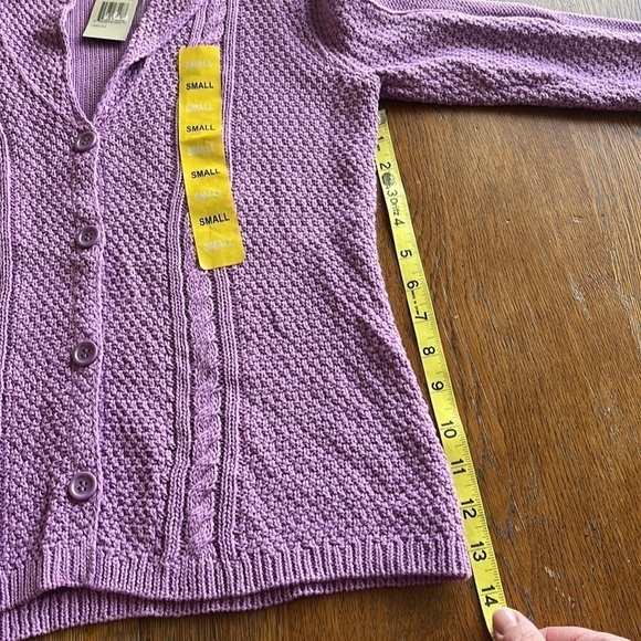 NWT Heather B lilac button-down sweater V-neck Long sleeve textured knit size S - Picture 10 of 13
